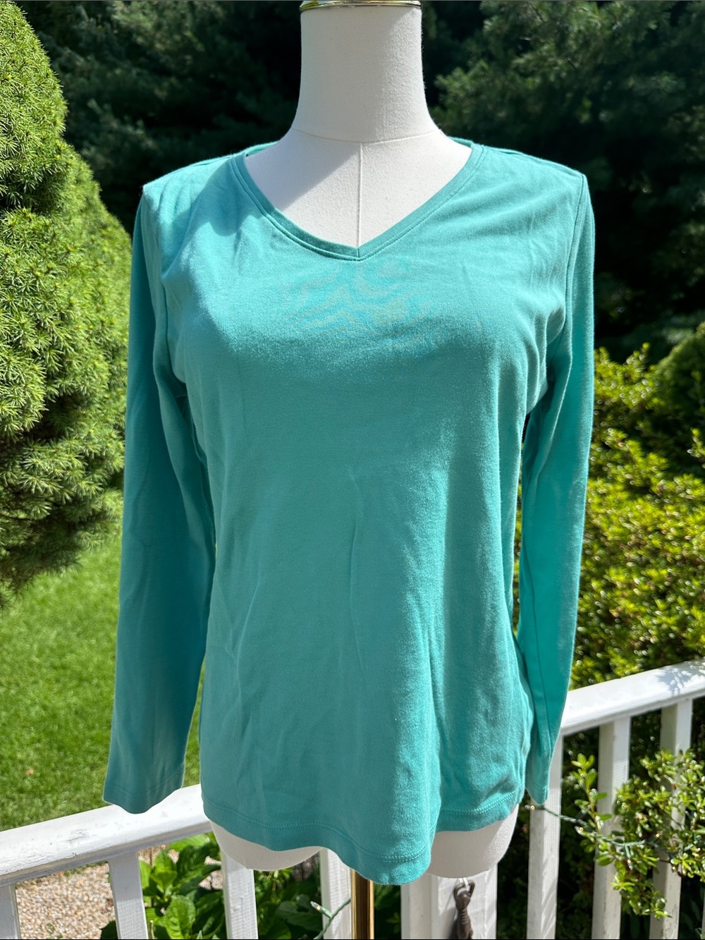 Women's V-Neck Long Sleeve Top - Teal